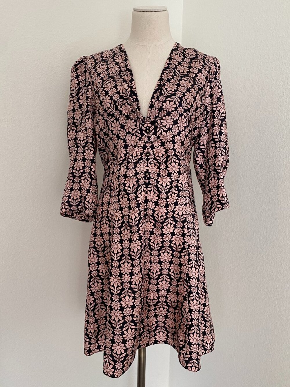 NWT Sandro Hortense Floral Print Silk-Twill Mini Dress - 40